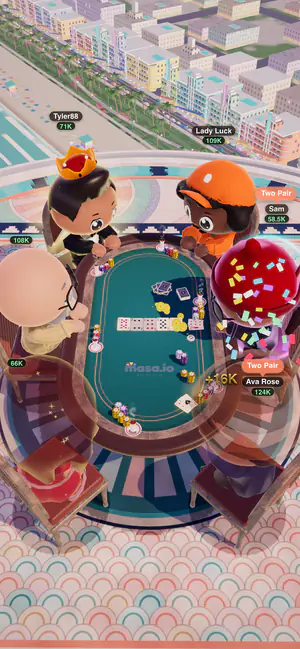 Texas Hold’em en una mesa 3D de Masa
